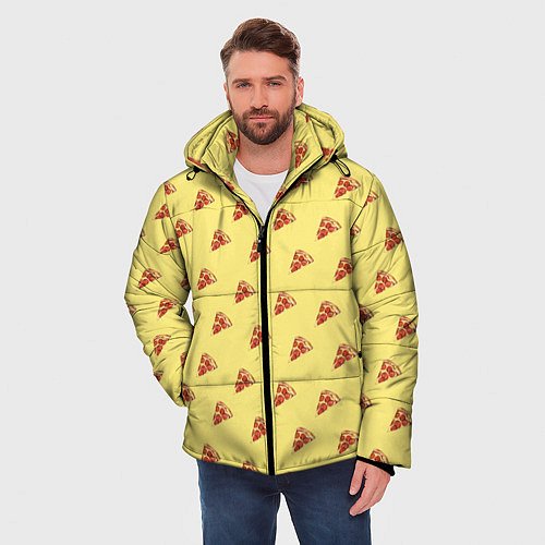 Мужская зимняя куртка Рай пиццы / 3D-Черный – фото 3