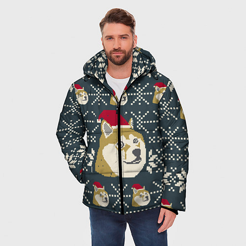 Мужская зимняя куртка Doge новогодний / 3D-Черный – фото 3