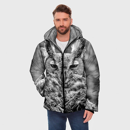 Мужская зимняя куртка Ночной филин / 3D-Черный – фото 3