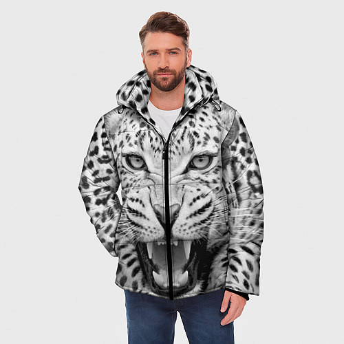 Мужская зимняя куртка Белый леопард / 3D-Черный – фото 3