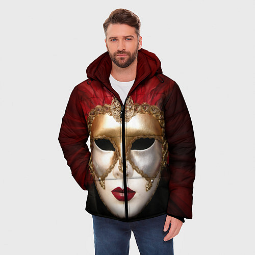 Мужская зимняя куртка Венецианская маска / 3D-Черный – фото 3