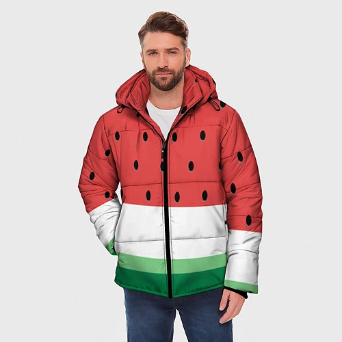 Мужская зимняя куртка Сочный арбуз / 3D-Черный – фото 3