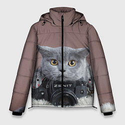 Куртка зимняя мужская Котик фотограф, цвет: 3D-красный