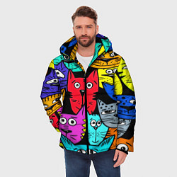 Куртка зимняя мужская Кошачьи мордочки, цвет: 3D-черный — фото 2