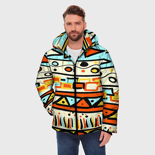 Мужская зимняя куртка Узор Африки / 3D-Черный – фото 3