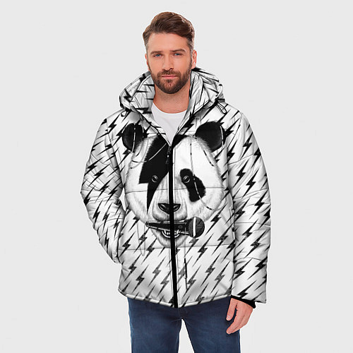 Мужская зимняя куртка Панда вокалист / 3D-Черный – фото 3