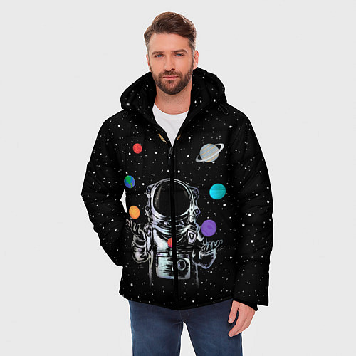Мужская зимняя куртка Космический жонглер / 3D-Черный – фото 3