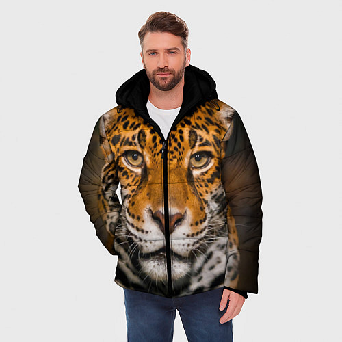 Мужская зимняя куртка Взгляд ягуара / 3D-Светло-серый – фото 3