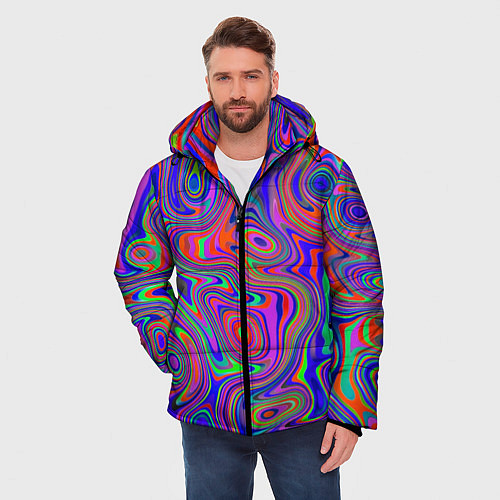 Мужская зимняя куртка Цветная текстура 5 / 3D-Черный – фото 3