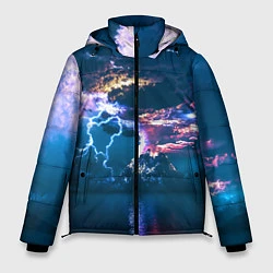 Куртка зимняя мужская Извержение вулкана, цвет: 3D-черный