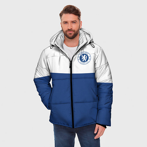 Мужская зимняя куртка Chelsea FC: Light Blue / 3D-Красный – фото 3