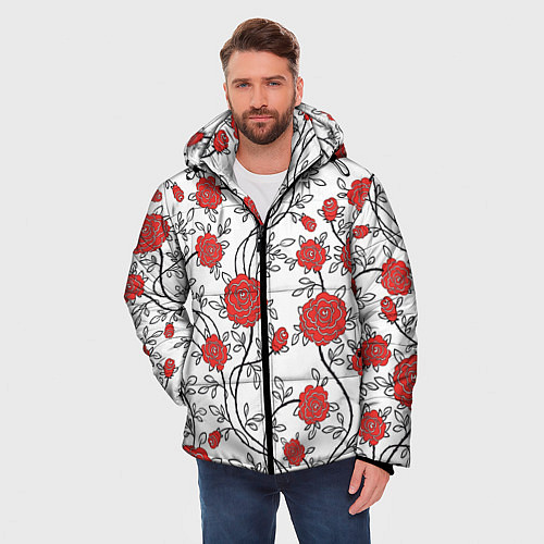 Мужская зимняя куртка Сад из Роз / 3D-Черный – фото 3