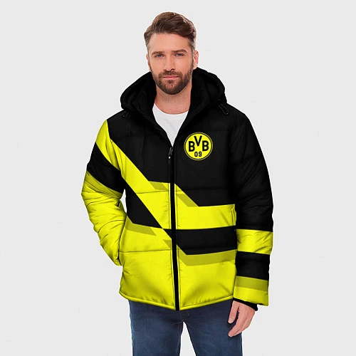 Мужская зимняя куртка BVB FC: Yellow style / 3D-Черный – фото 3