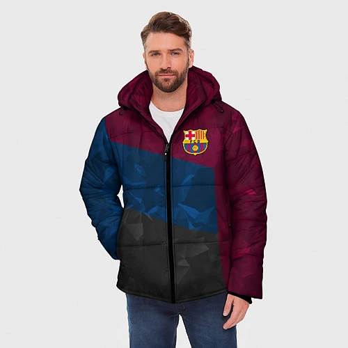 Мужская зимняя куртка FC Barcelona: Dark polygons / 3D-Черный – фото 3