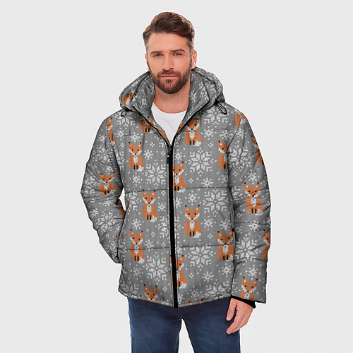 Мужская зимняя куртка Зимние лисицы / 3D-Черный – фото 3