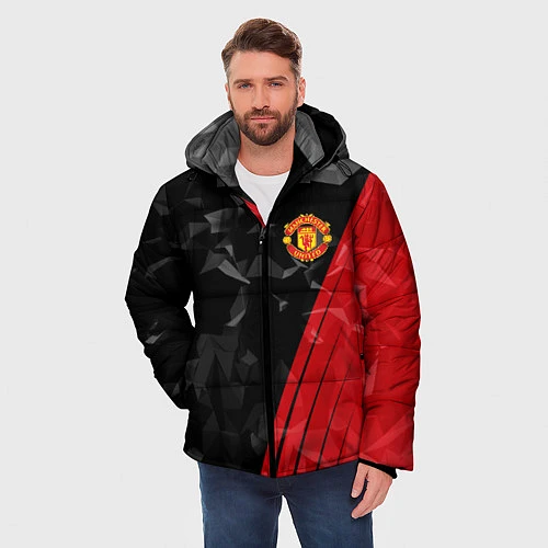 Мужская зимняя куртка FC Manchester United: Abstract / 3D-Черный – фото 3