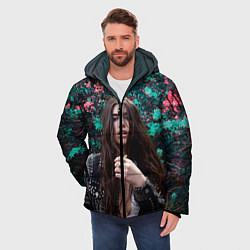 Куртка зимняя мужская Dua Lipa: Floral, цвет: 3D-черный — фото 2