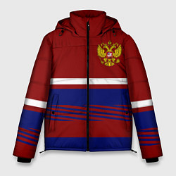 Куртка зимняя мужская Герб РФ: Красный стиль, цвет: 3D-черный