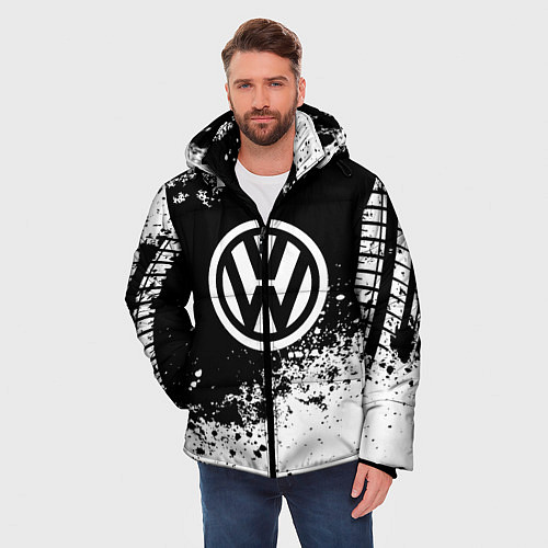 Мужская зимняя куртка Volkswagen: Black Spray / 3D-Красный – фото 3