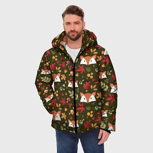 Мужская зимняя куртка Осенние лисички / 3D-Черный – фото 3