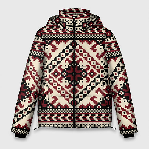 Мужская зимняя куртка Славянский орнамент / 3D-Красный – фото 1