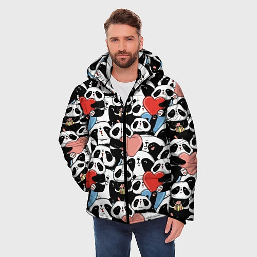 Мужская зимняя куртка Funny Pandas / 3D-Черный – фото 3