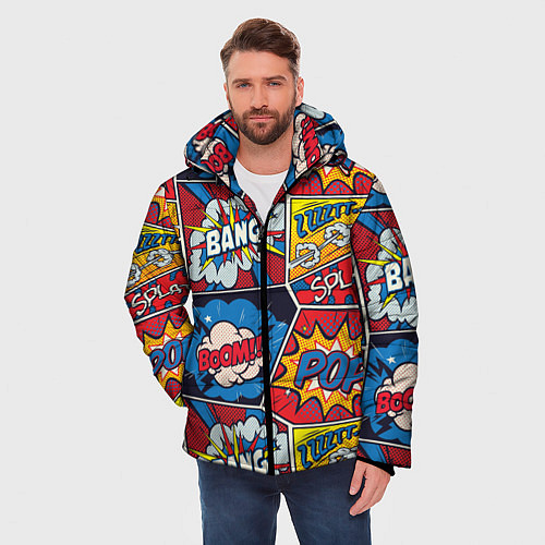 Мужская зимняя куртка Pop art pattern / 3D-Черный – фото 3