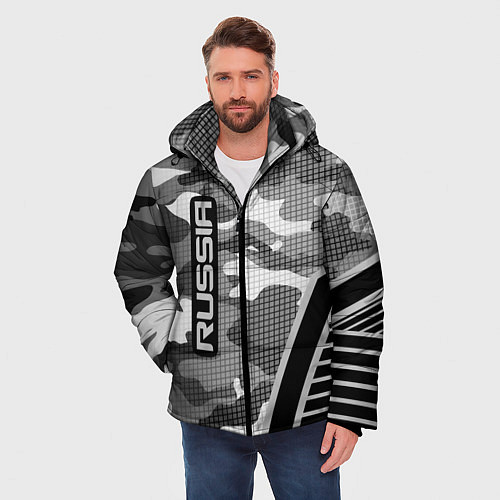 Мужская зимняя куртка Russia: Grey Camo / 3D-Черный – фото 3