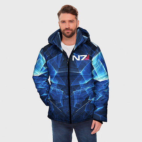 Мужская зимняя куртка Mass Effect: Blue Armor N7 / 3D-Черный – фото 3