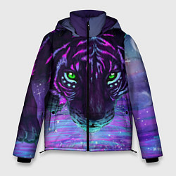 Куртка зимняя мужская Неоновый тигр, цвет: 3D-черный