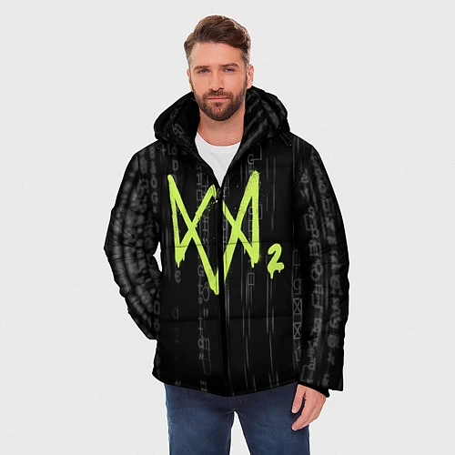 Мужская зимняя куртка Watch Dogs 2: Binary Code / 3D-Черный – фото 3