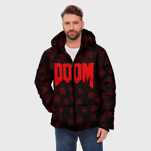 Мужская зимняя куртка DOOM: Hellish signs / 3D-Черный – фото 3