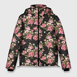 Куртка зимняя мужская Брендовые цветы, цвет: 3D-черный