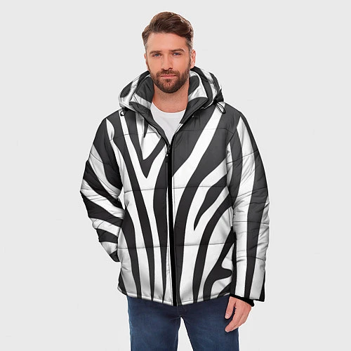Мужская зимняя куртка Африканская зебра / 3D-Черный – фото 3