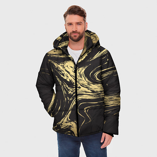 Мужская зимняя куртка Золотой мрамор / 3D-Черный – фото 3