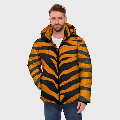 Мужская зимняя куртка Шкура тигра / 3D-Черный – фото 3