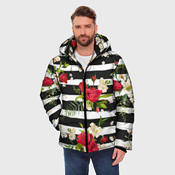 Куртка зимняя мужская Розы и орхидеи, цвет: 3D-черный — фото 2