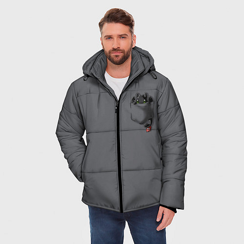 Мужская зимняя куртка Беззубик в кармане / 3D-Черный – фото 3