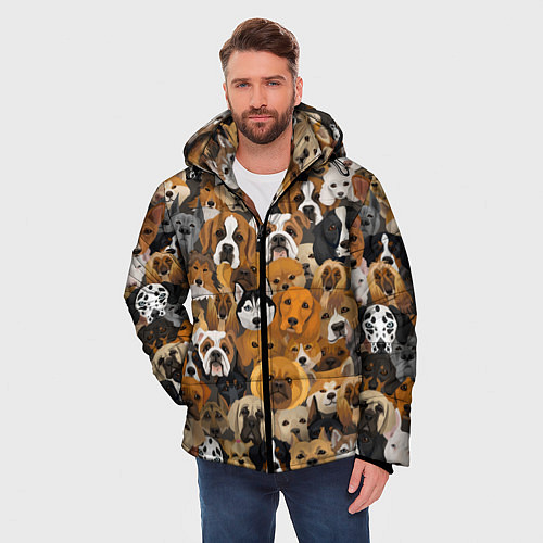 Мужская зимняя куртка Породы собак / 3D-Светло-серый – фото 3
