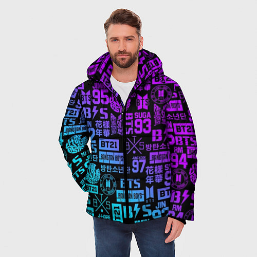 Мужская зимняя куртка BTS Logos / 3D-Черный – фото 3