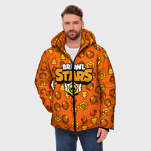 Мужская зимняя куртка Brawl Stars: Orange Team / 3D-Черный – фото 3