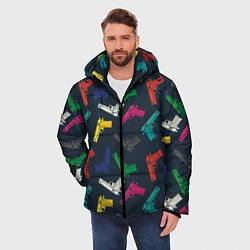 Куртка зимняя мужская Разноцветные пистолеты, цвет: 3D-черный — фото 2