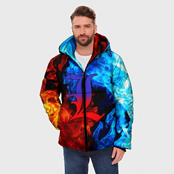 Куртка зимняя мужская L letter fire, цвет: 3D-черный — фото 2