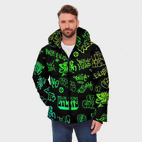 Мужская зимняя куртка BILLIE EILISH: Grunge Graffiti / 3D-Светло-серый – фото 3