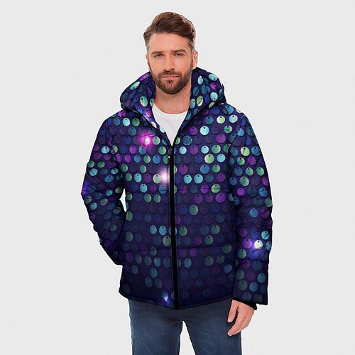 Мужская зимняя куртка Блестки диско / 3D-Черный – фото 3