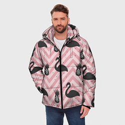 Куртка зимняя мужская Черный фламинго арт, цвет: 3D-красный — фото 2