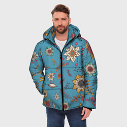 Куртка зимняя мужская Цветочный рай узор, цвет: 3D-черный — фото 2