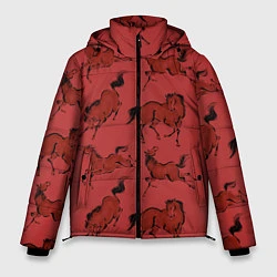 Куртка зимняя мужская Красные кони, цвет: 3D-красный