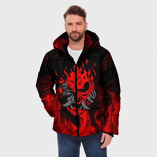 Мужская зимняя куртка CYBERPUNK 2077 KEANU REEVES / 3D-Красный – фото 3