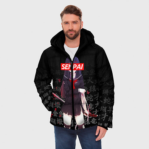 Мужская зимняя куртка SENPAI ANIME / 3D-Черный – фото 3